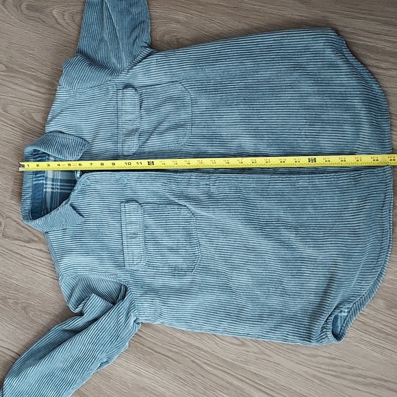 Blue ripped button-up long sleeve jacket with front pockets - Picture 8 of 8